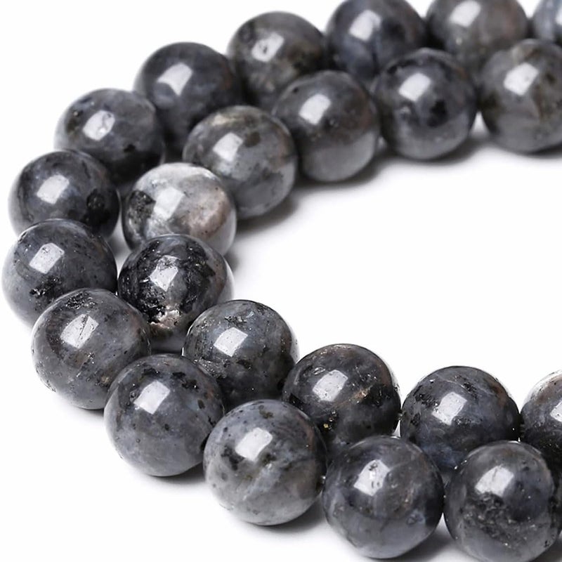 LIFAVOVY 4mm Natural Larvikite Black Labradorite Gemstone Small Round Loose Beads for Jewelry Making (85-95pcs/strand) - Image 2